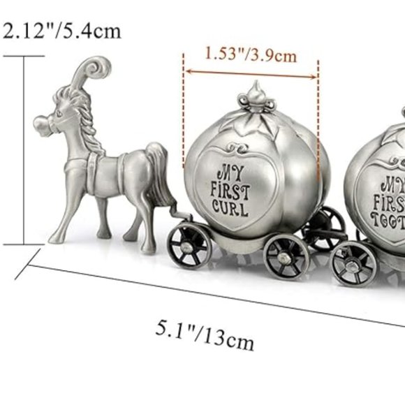 BABY GIFT Keepsake Boxes Tooth Fairy Lock of Hair Pumpkin Carriage Locket - Picture 1 of 13